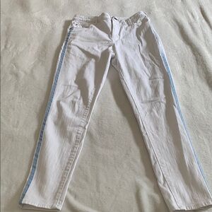 White Jeans with Blue Stripe